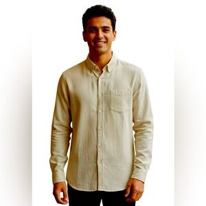 Cubavera Men’s Slim Fit Button Up Mint Green Linen Shirt. Size L